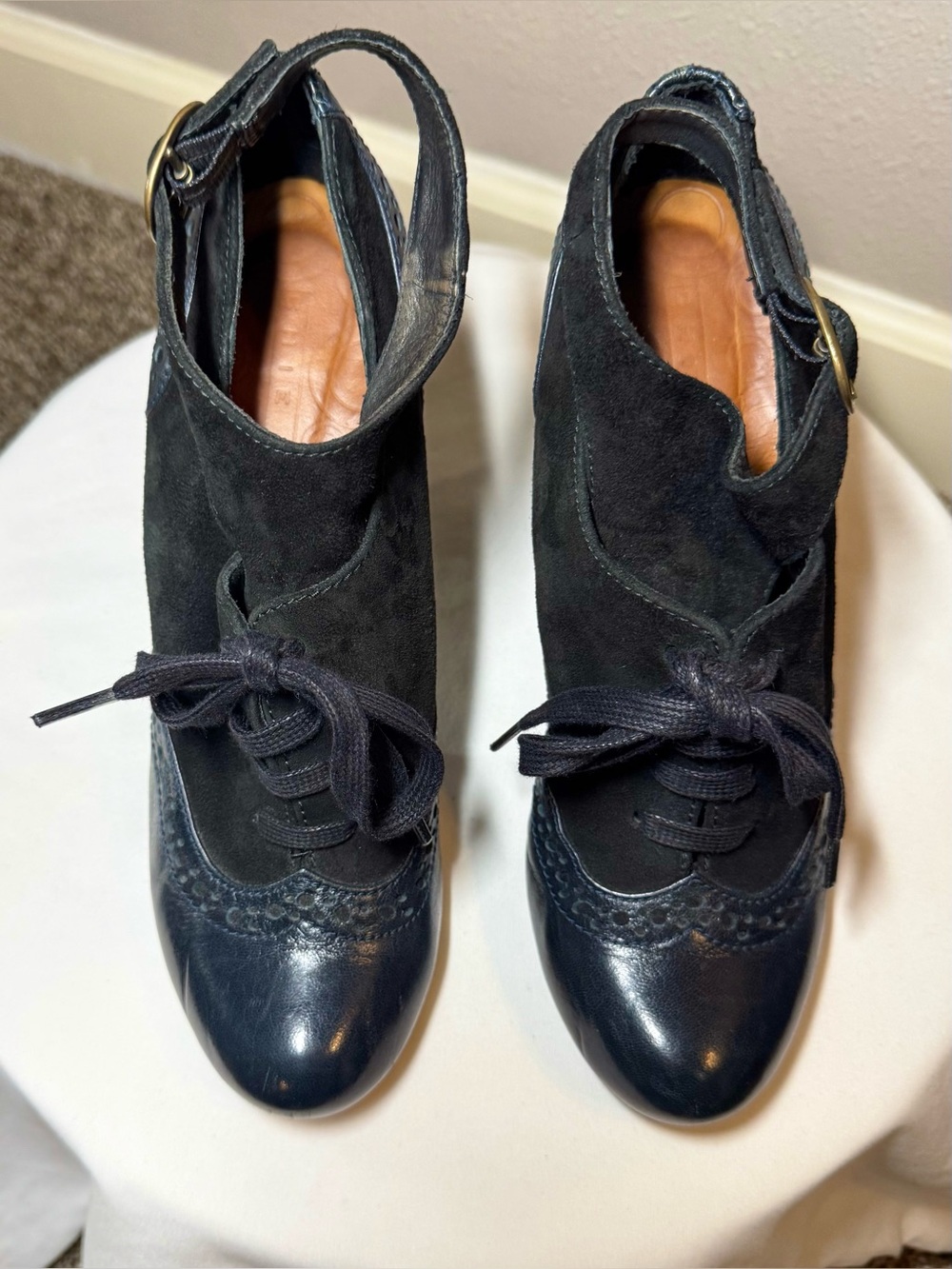 Chie Mihara Navy Veranda Oxford Heels Size 39 - Picture 5 of 16
